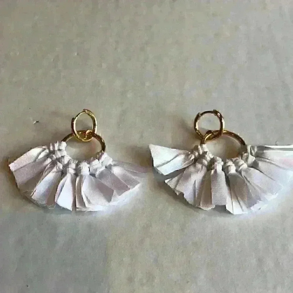 J Crew new Fabric Fan Earrings in White